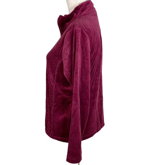 Vintage Pappagallo Jacket Velour Garnet S Pockets Zip Up New - Picture 10 of 12